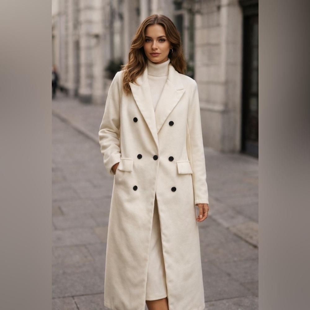 Cream Double-Breasted Overcoat